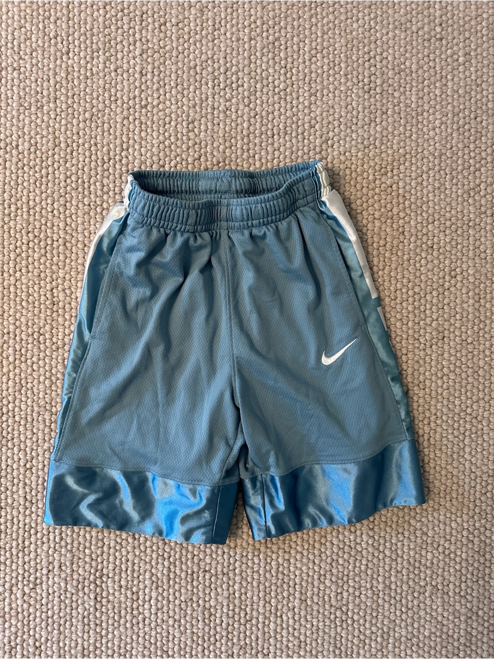 Nike Light Blue Basketball Shorts with White Swoosh